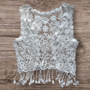 The Blooming Bunny Elegant White Crochet Lace Boho Girl's Boutique Top